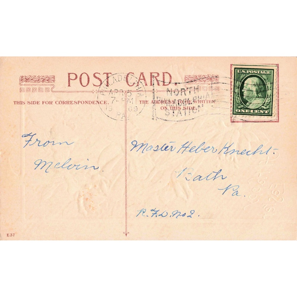 Easter Postcard Embossed Daffodils Chick Flower Cart c1909 Antique Divided Back - Picture 2 of 2